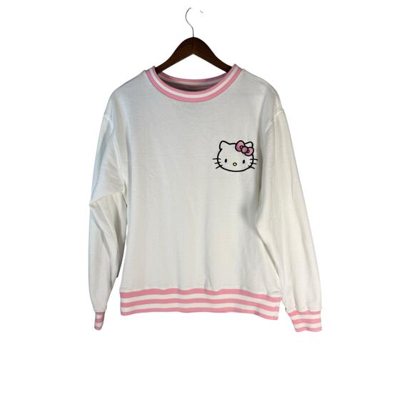 Hello Kitty Women’s Size XS White Pink Graphic Sweatshirt Crewneck Sanrio Cute - Picture 2 of 7